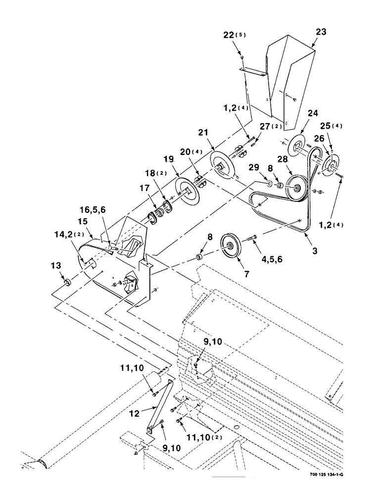 Схема запчастей Case IH 8240 - (5-22) - 35 FOOT DRAPER DRIVE ASSEMBLY, LEFT SIDE (58) - ATTACHMENTS/HEADERS