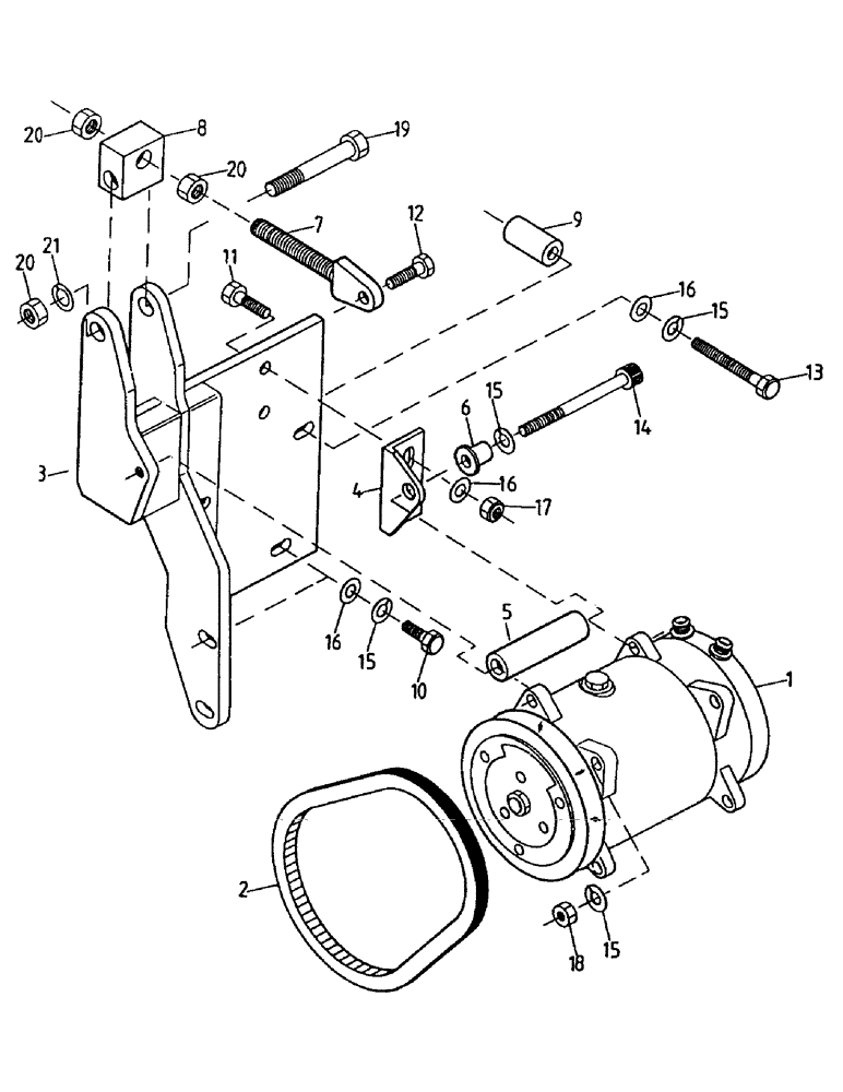 Схема запчастей Case IH 7000 - (A06-30) - AIR CONDITIONER COMPRESSOR, MOUNT, BELT, L10 Mainframe & Functioning Components