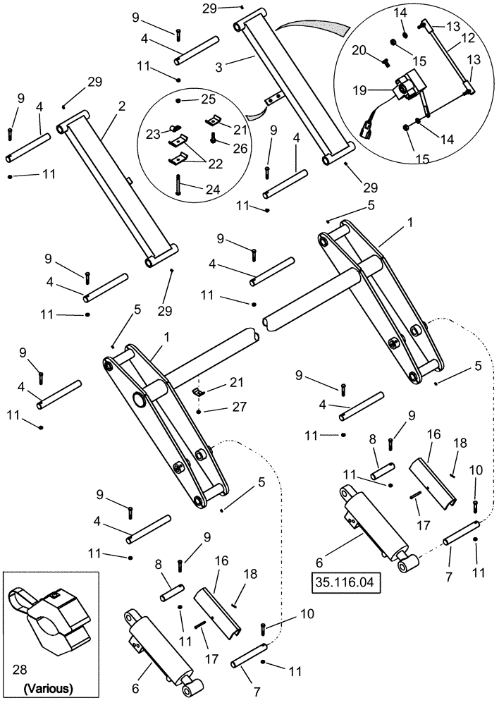 Схема запчастей Case IH 1240 - (39.105.01) - FRAME - TOOLBAR LIFT LINKAGE - 12 ROW & 16 ROW (39) - FRAMES AND BALLASTING