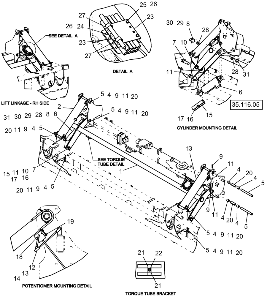 Схема запчастей Case IH 1240 - (39.105.03) - FRAME - SUBBAR LIFT LINKAGE 24 ROW (39) - FRAMES AND BALLASTING