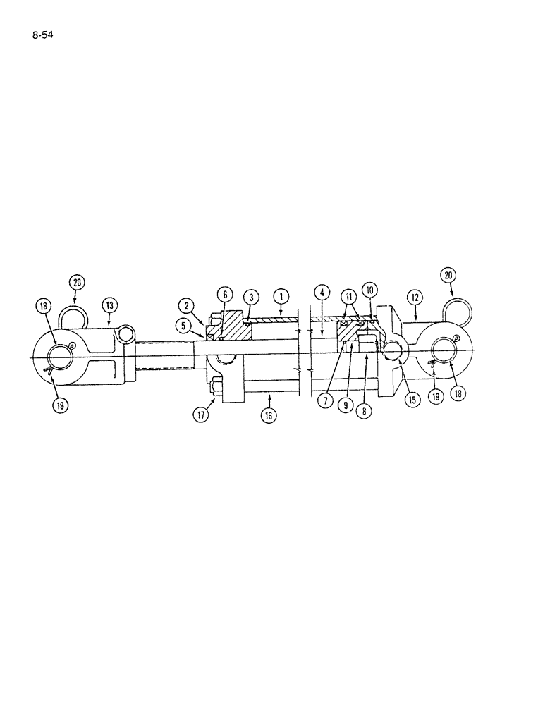 Схема запчастей Case IH 7200 - (8-54) - HYDRAULIC CYLINDER - WITH FRONT AND REAR PORTS, 2-1/2 ID X 8 INCH STROKE - MONARCH (08) - HYDRAULICS