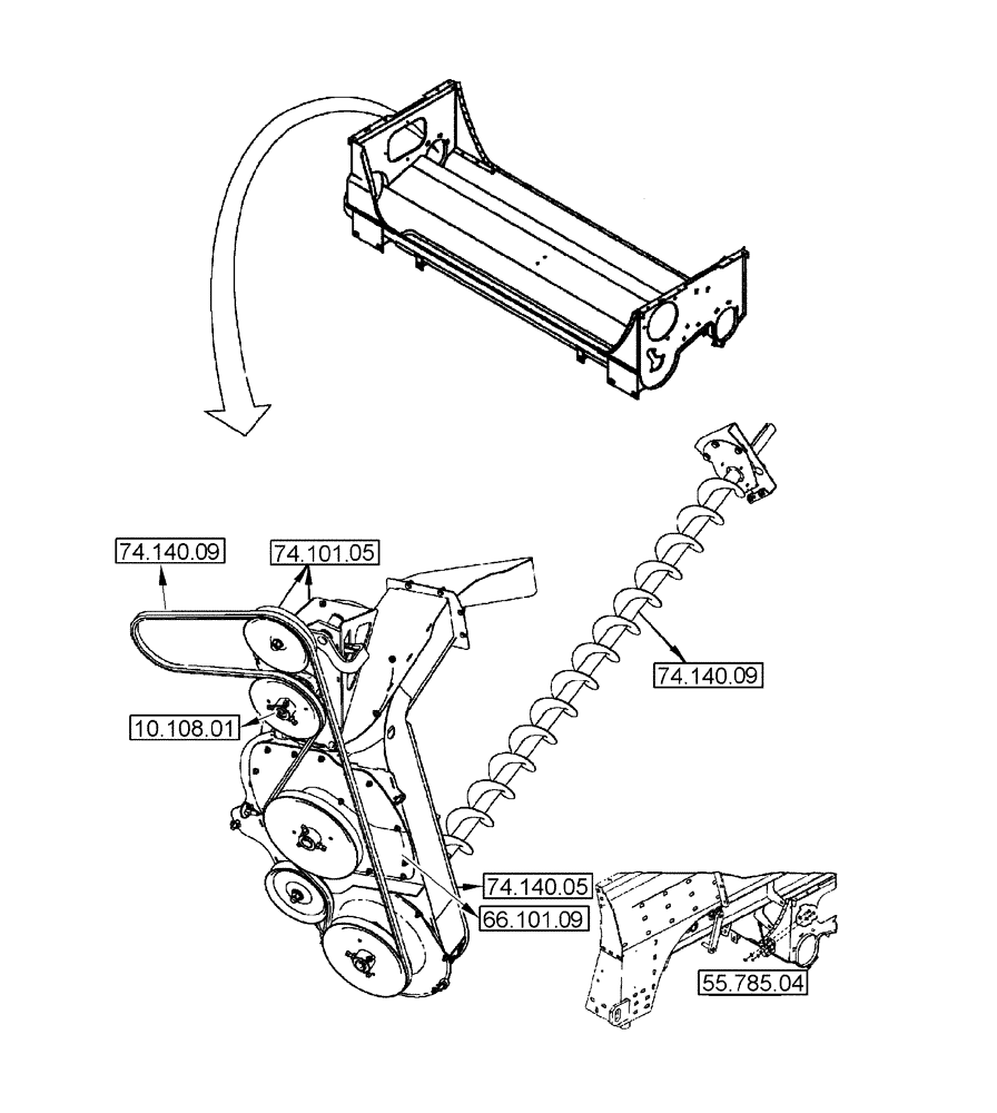 Схема запчастей Case IH 7010 - (74.000.00) - SECTION INDEX - TAILINGS PROCESSOR (74) - CLEANING