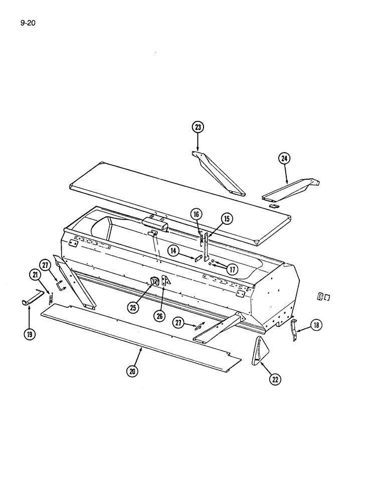 Схема запчастей Case IH 7200 - (9-020) - GRAIN AND FERTILIZER HOPPER UNIT (09) - CHASSIS/ATTACHMENTS