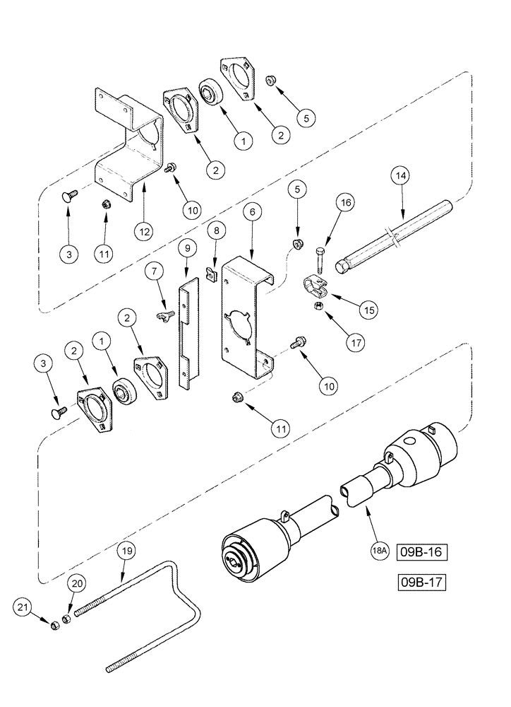 Схема запчастей Case IH 1010 - (09B-11) - KNIFE JACKSHAFT DRIVE - 15 FOOT HEADER (09) - CHASSIS/ATTACHMENTS