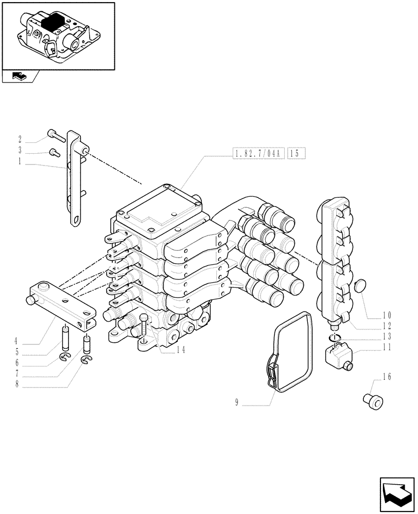 Схема запчастей Case IH PUMA 125 - (1.82.7/04) - 4 REMOTES (2NC+2CONFIG) FOR CCLS PUMP FOR EDC AND RELEVANT PARTS (VAR.333845-334845) (07) - HYDRAULIC SYSTEM