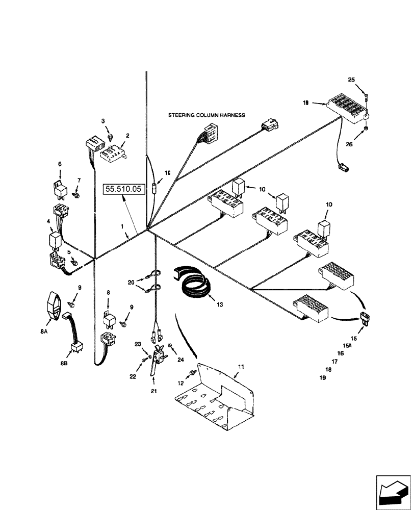 Схема запчастей Case IH 2588 - (55.510.12) - HARNESS - CAB, RELAY AND FUSE (55) - ELECTRICAL SYSTEMS