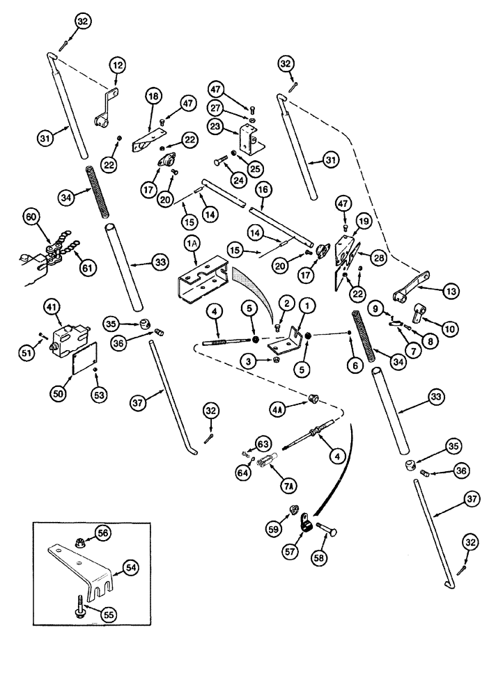 Схема запчастей Case IH 635 - (60.600.36) - HEIGHT CONTROL LINKAGE (60) - PRODUCT FEEDING