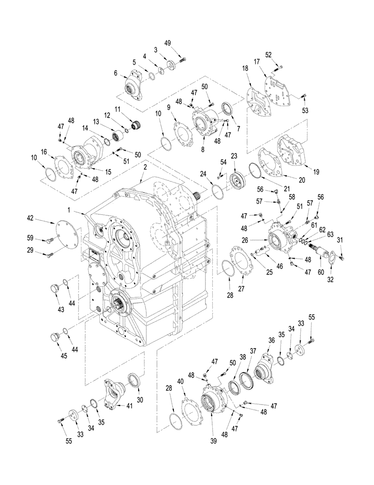 Схема запчастей Case IH STEIGER 335 - (06-43) - POWER SHIFT TRANSMISSION - COVERS AND YOKES (06) - POWER TRAIN