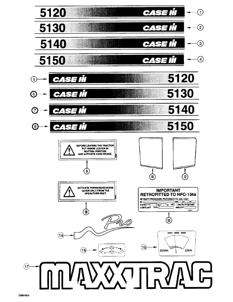 Схема запчастей Case IH 5150 - (9H-28) - DECALS (09) - CHASSIS/ATTACHMENTS