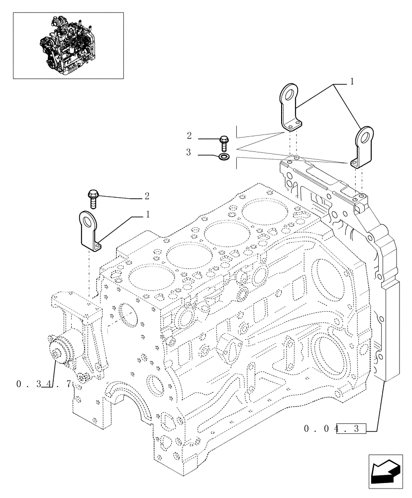 Схема запчастей Case IH MXU125 - (0.02.2) - HOOKS ENGINE (01) - ENGINE