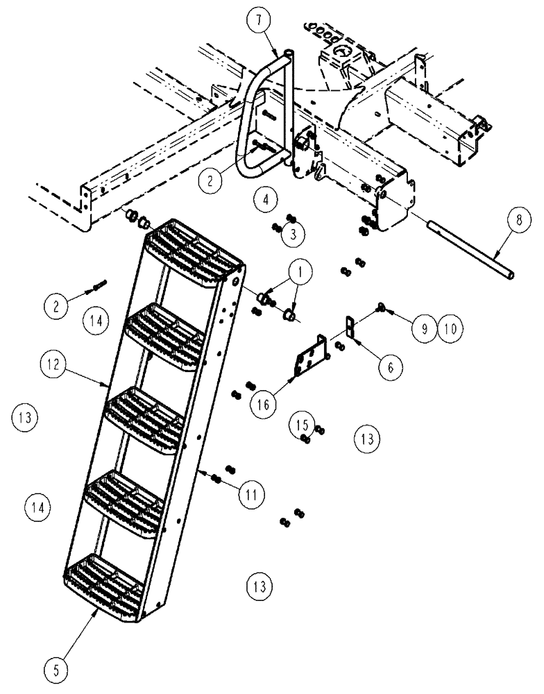 Схема запчастей Case IH SPX4410 - (04-034) - LADDER/RAIL GROUP, FRONT Suspension & Frame