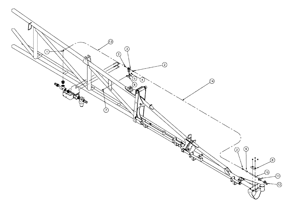 Схема запчастей Case IH SPX3200 - (11-004) - FENCE ROW NOZZLE GROUP, 80, RIGHT BOOM Options