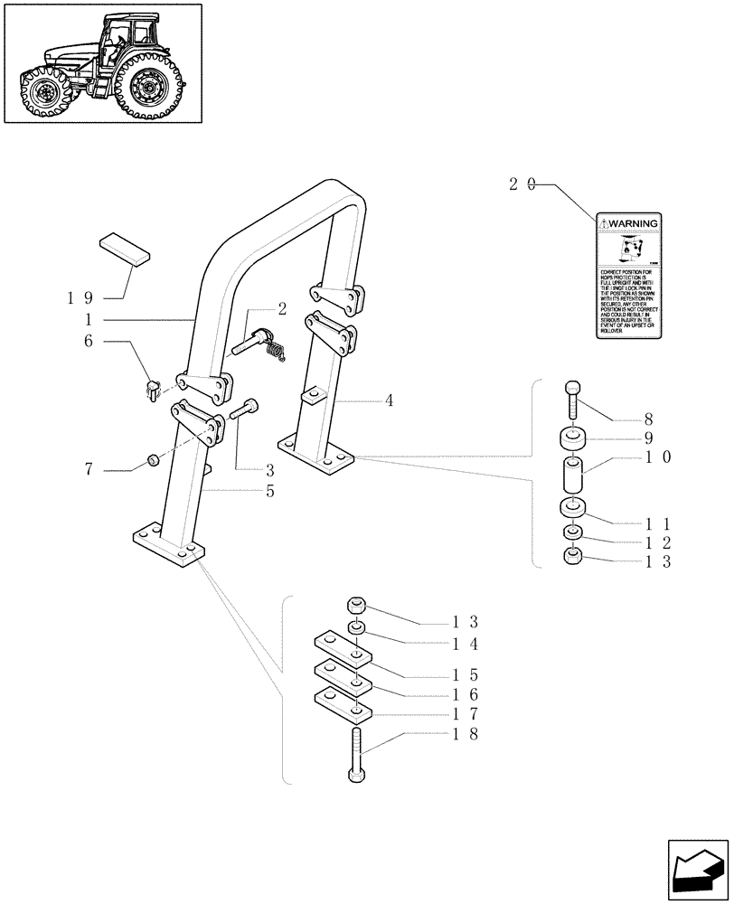 Схема запчастей Case IH JX1080U - (1.94.0/05) - (VAR.874) SAFETY FRAME - FASTENERS (10) - OPERATORS PLATFORM/CAB