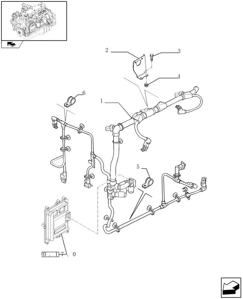 Схема запчастей Case IH F4HE9687G J101 - (0.17.3) - MOTOR ELECTRIC INSTALLATION (2854597) 