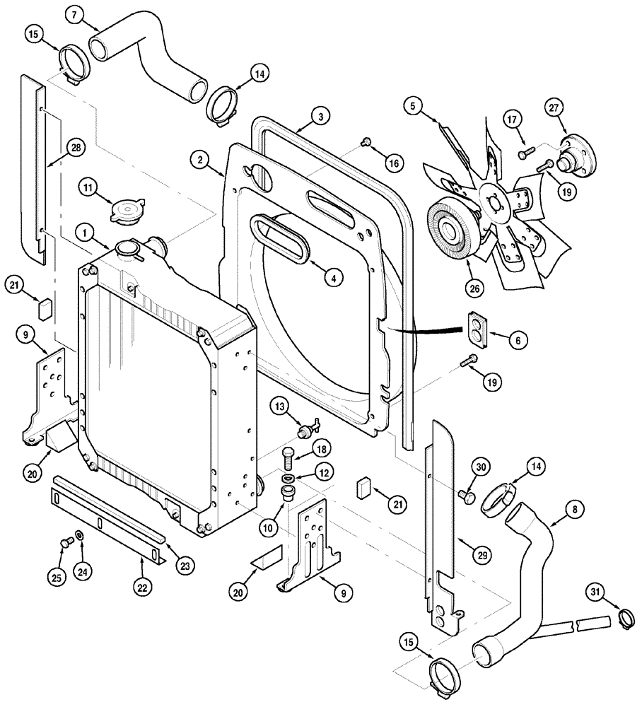 Схема запчастей Case IH CX70 - (02-02) - RADIATOR AND CONNECTIONS (02) - ENGINE