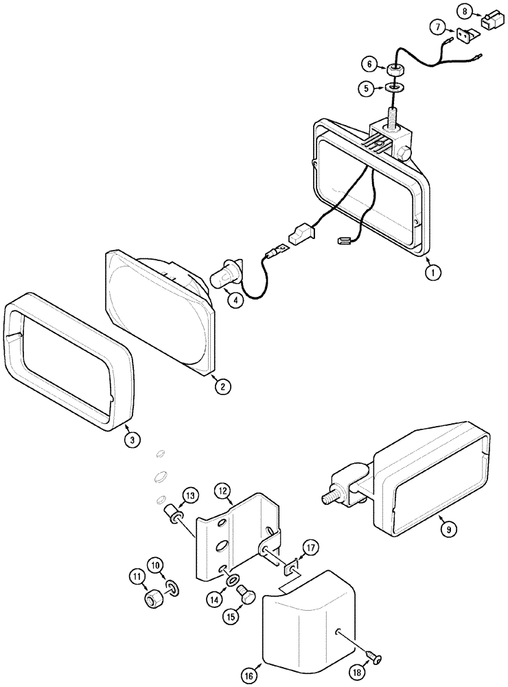 Схема запчастей Case IH MX170 - (04-20) - WORKLIGHT (55) - ELECTRICAL SYSTEMS