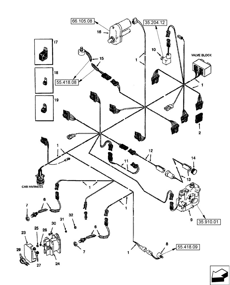 Схема запчастей Case IH 2588 - (55.100.11) - HARNESS - FRONT (55) - ELECTRICAL SYSTEMS