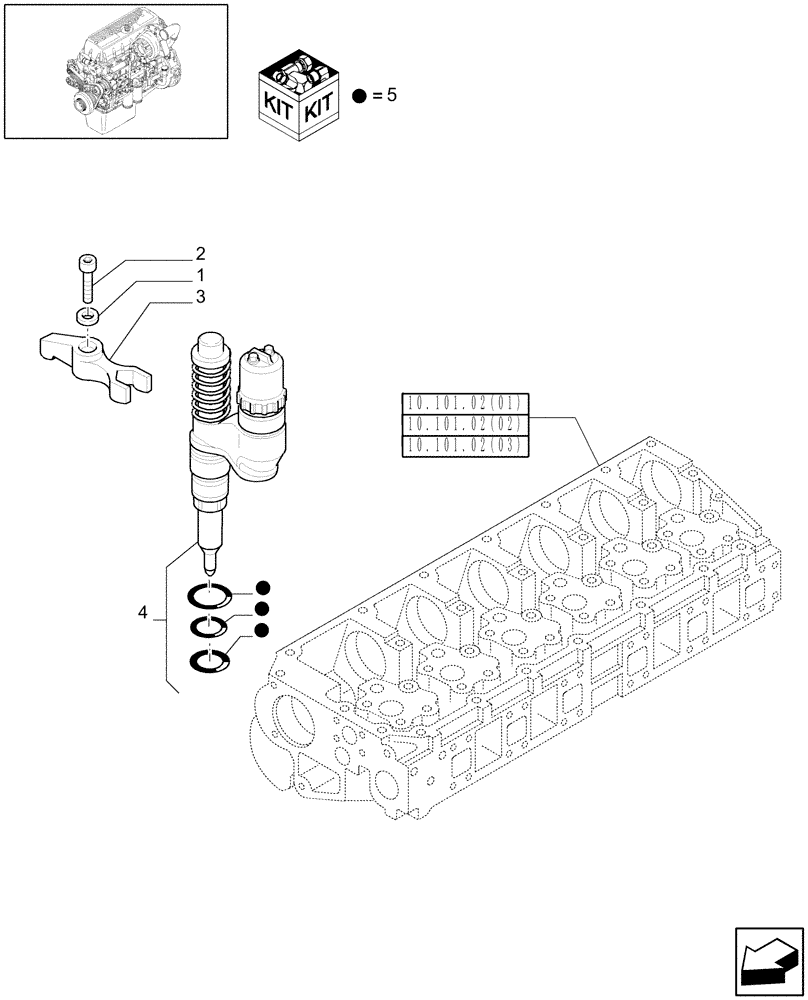 Схема запчастей Case IH 9010 - (10.218.03[02]) - INJECTOR & RELATED PARTS - 8010 (10) - ENGINE