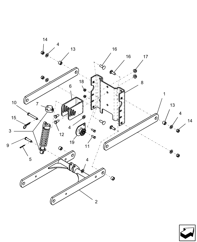 Схема запчастей Case IH 1260 - (75.200.30) - ROW UNIT - DOWN PRESSURE EXTENDED LINKAGE (75) - SOIL PREPARATION