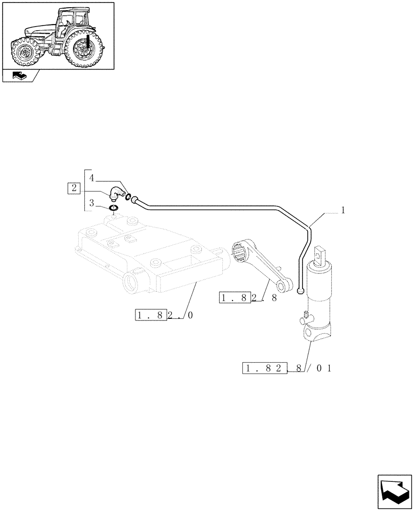 Схема запчастей Case IH FARMALL 85U - (1.82.1/02) - AUXILIARY JACK FOR MDC - PIPES (VAR.330783-331783) (07) - HYDRAULIC SYSTEM