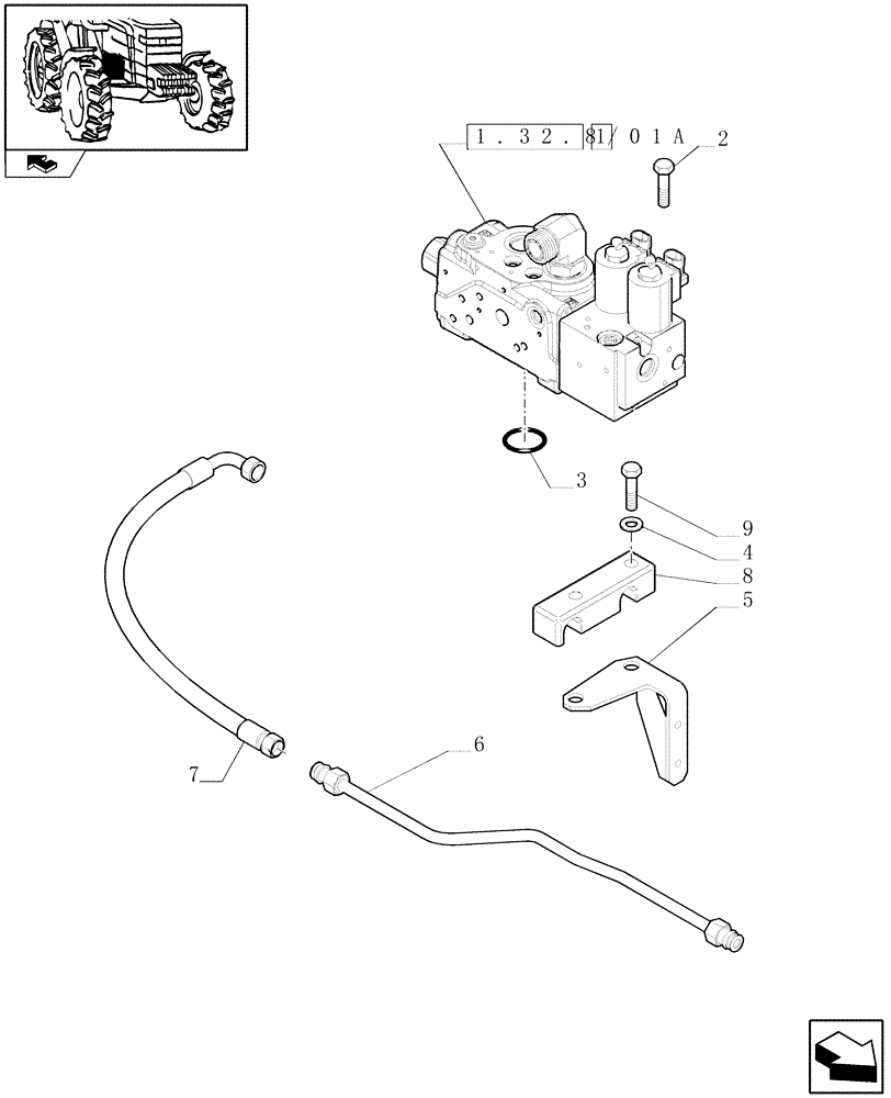 Схема запчастей Case IH PUMA 210 - (1.32.8/01) - (VAR.212-463) FRONT AXLE WITH ACTIVE SUSPENSIONS - HYDRAULIC DIFFERENTIAL LOCK (03) - TRANSMISSION