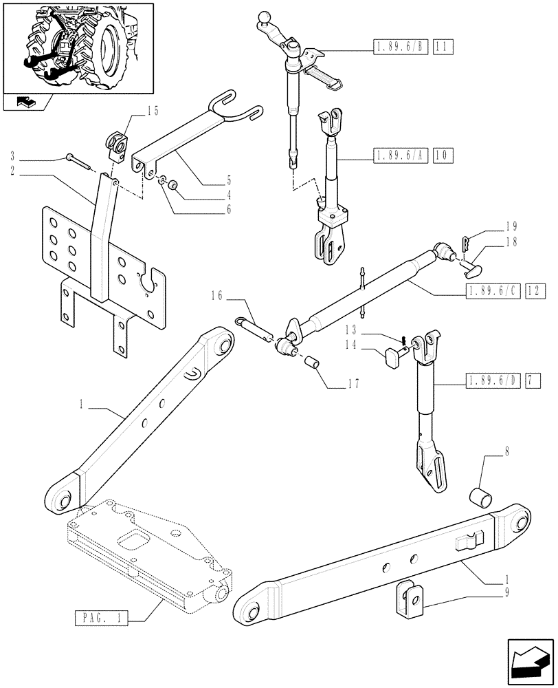 Схема запчастей Case IH FARMALL 95 - (1.89.6[02]) - IMPLEMENT CARRIER (09) - IMPLEMENT LIFT