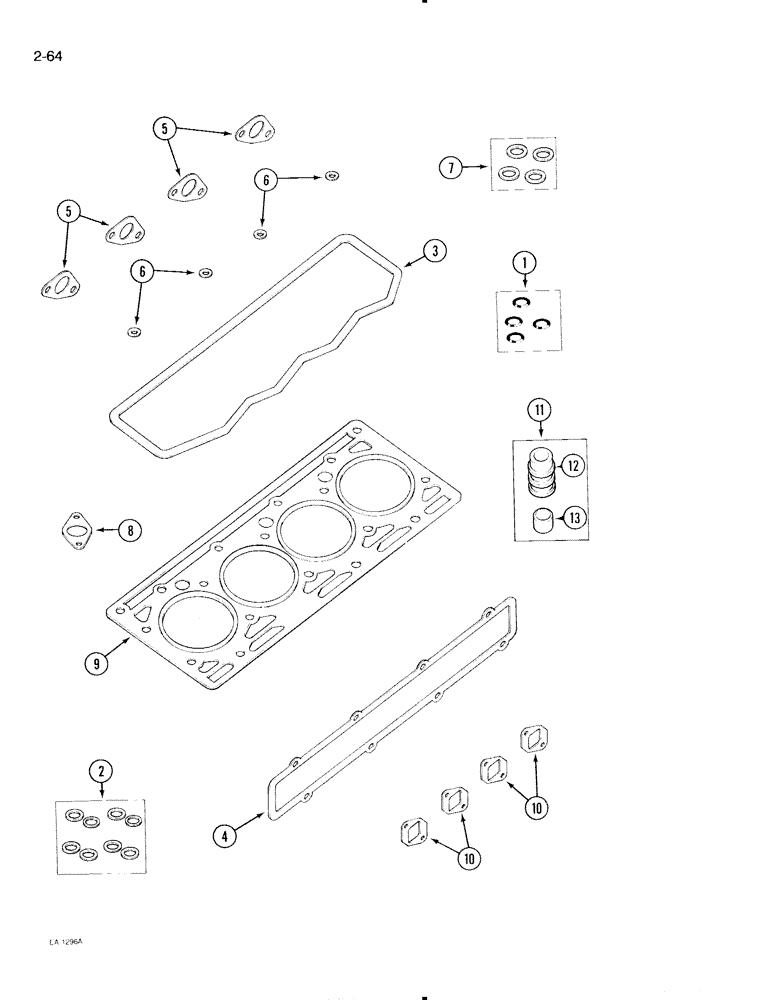 Схема запчастей Case IH 595 - (2-64) - ENGINE SERVICE KIT, CYLINDER HEAD GASKETS (02) - ENGINE