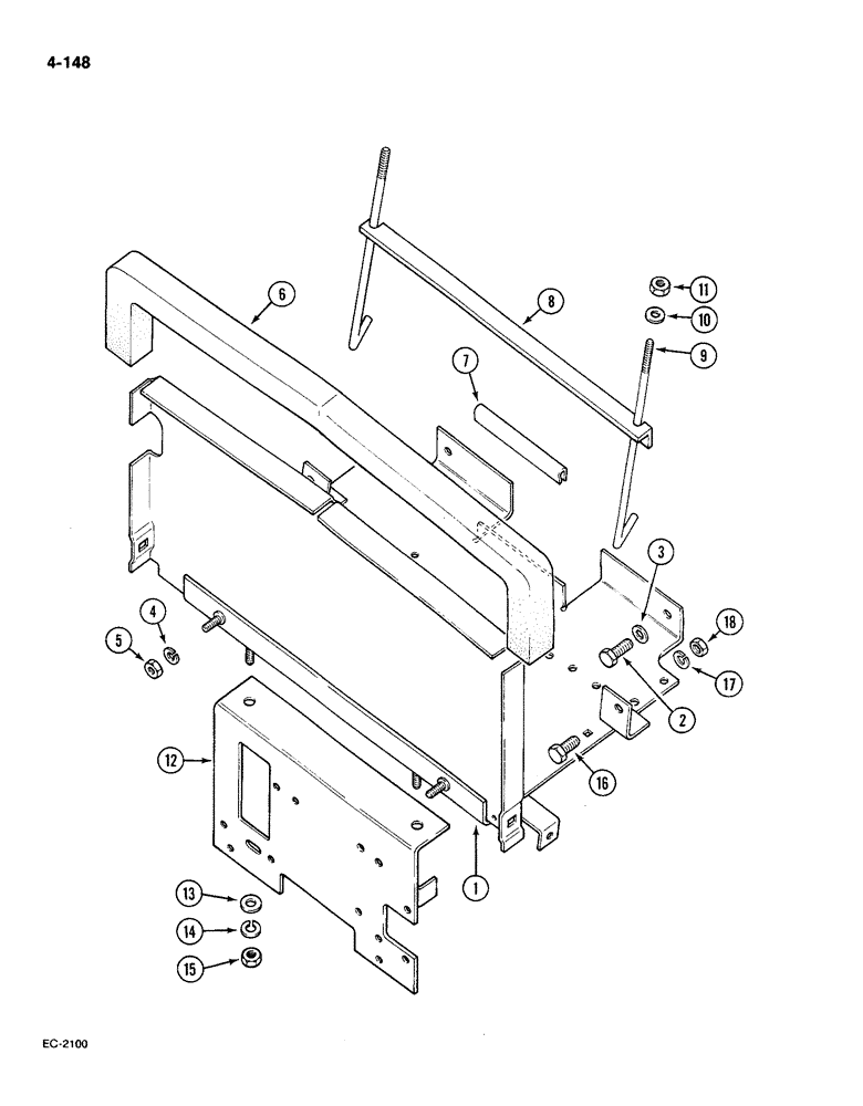 Схема запчастей Case IH 585 - (4-148) - BATTERY TRAY, WITHOUT CAB (04) - ELECTRICAL SYSTEMS