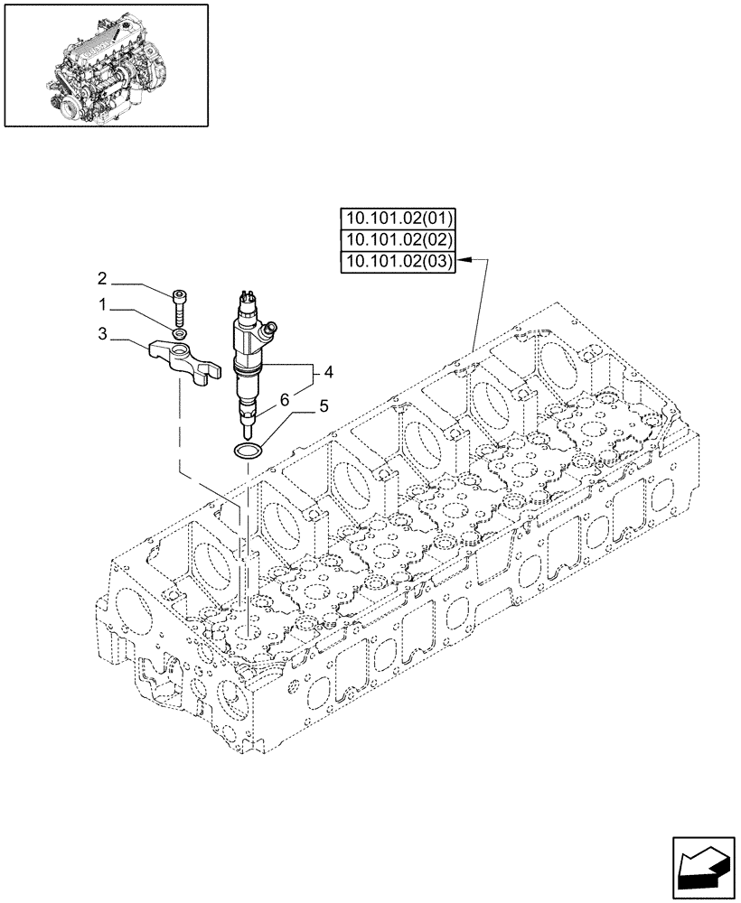 Схема запчастей Case IH 7120 - (10.218.03[01]) - INJECTOR & RELATED PARTS - 7120/7120(LA) (10) - ENGINE