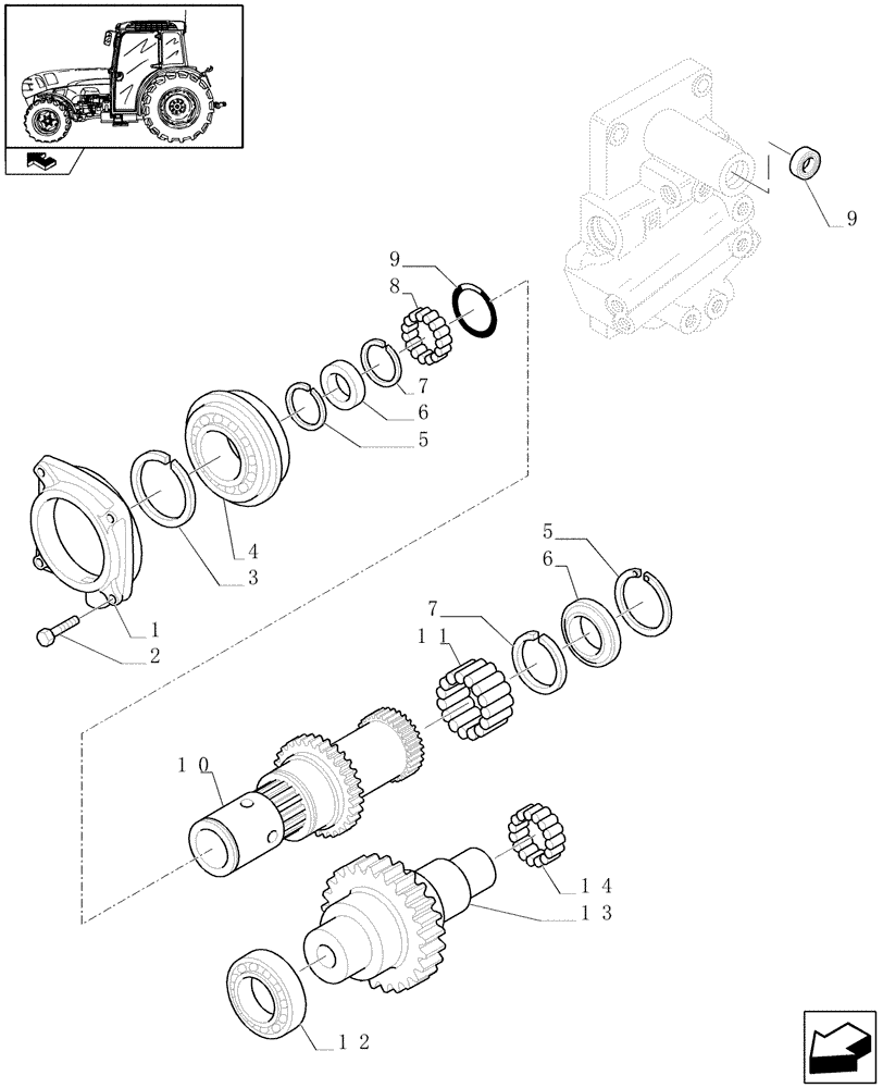 Схема запчастей Case IH FARMALL 105V - (1.28.7/01[01]) - 32X16 HI-LO AND POWER SHUTTLE TRANSMISSION WITH CREEPER - GEARBOX HYDRAULIC CONTROL (VAR.335111) (03) - TRANSMISSION