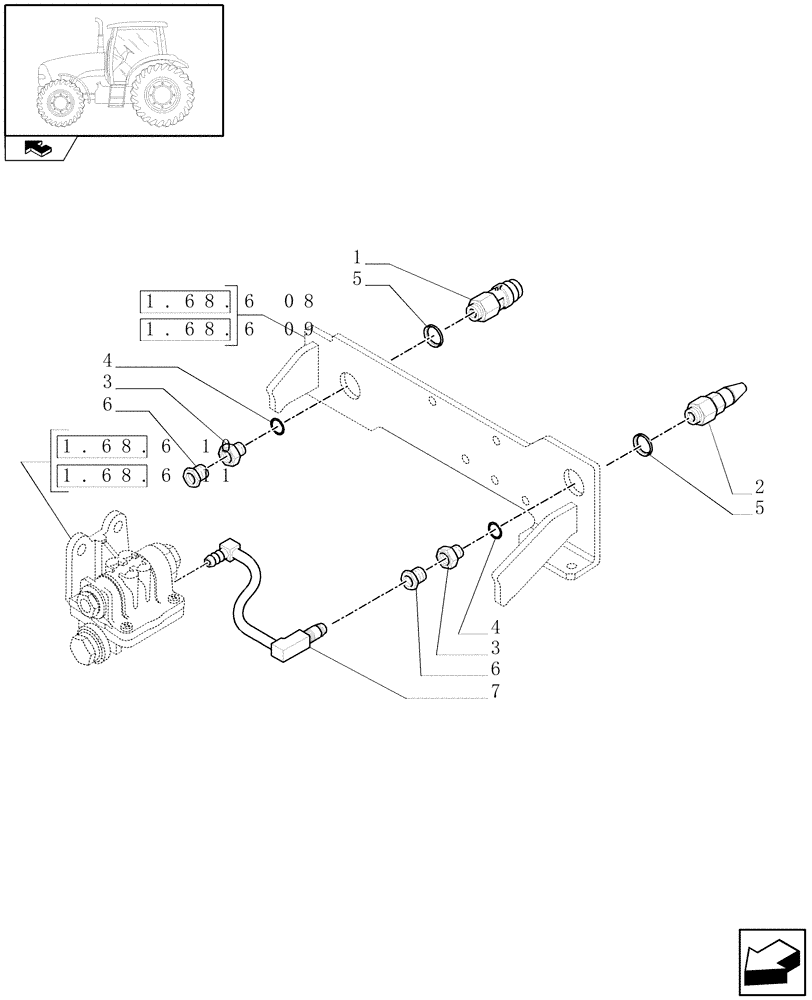 Схема запчастей Case IH PUMA 165 - (1.68.6[13]) - (VAR.169-178) PNEUMATIC TRAILER BRAKE (UK) - QUICK HITCH AND PIPES (05) - REAR AXLE