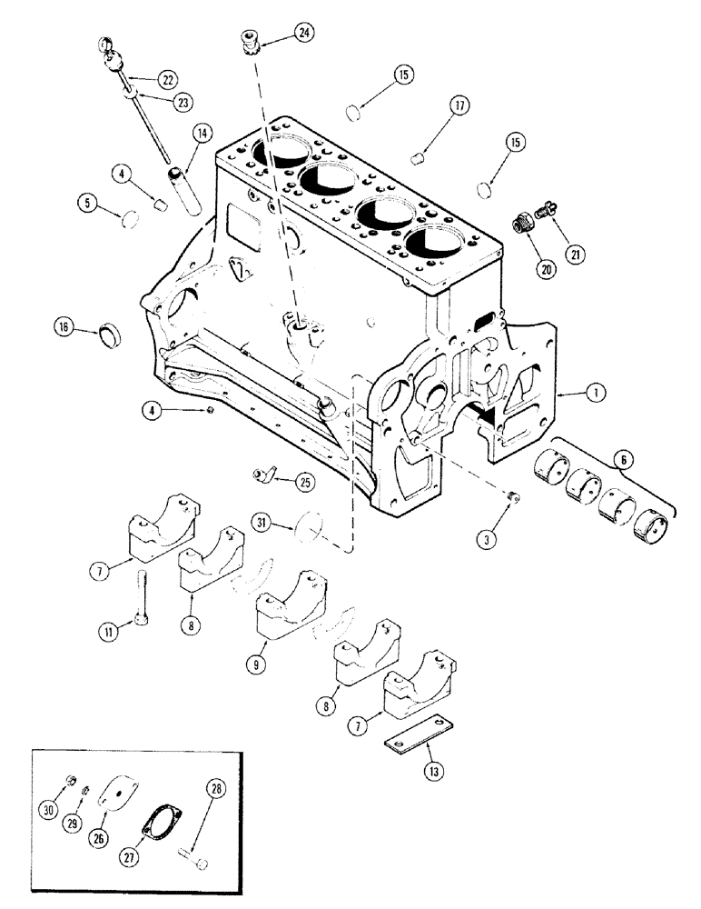 Схема запчастей Case IH 870 - (019A) - CYLINDER BLOCK, (336B) DIESEL ENGINE, W/3 GEAR BALANCER (02) - ENGINE