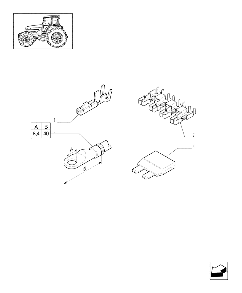 Схема запчастей Case IH JX70U - (1.77.0[10]) - CONNECTOR, CABLE TERMINAL (06) - ELECTRICAL SYSTEMS