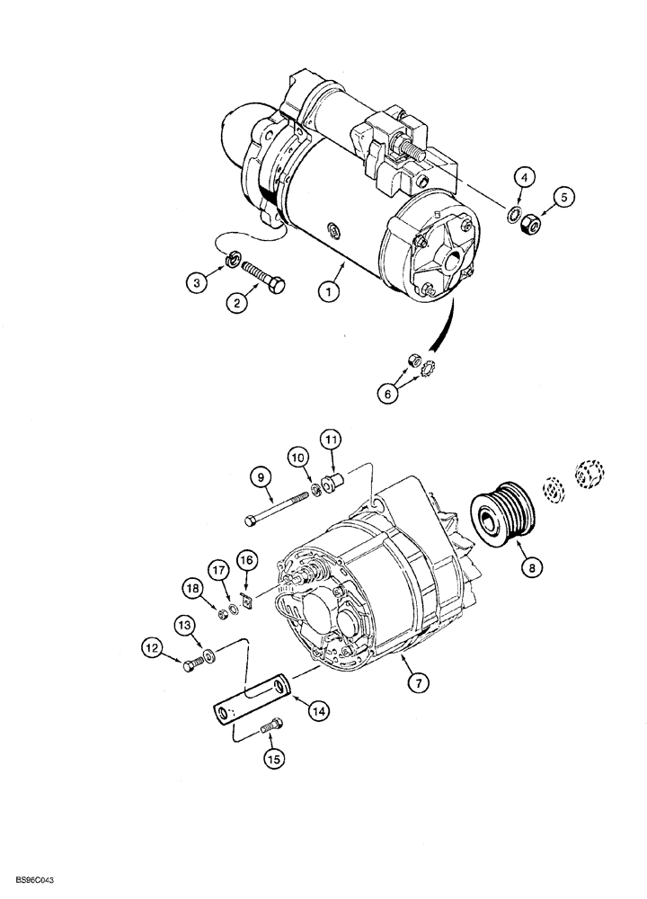 Схема запчастей Case IH 6831TA - (04-006) - STARTER AND ALTERNATOR MOUNTING 