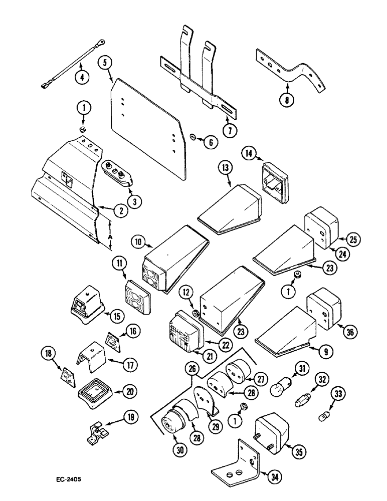 Схема запчастей Case IH 533 - (4-190) - LIGHTS (04) - ELECTRICAL SYSTEMS