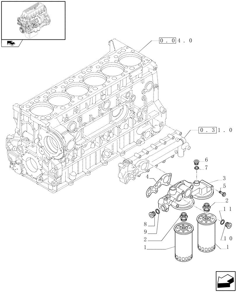 Схема запчастей Case IH F3AE0684P E909 - (0.30.2) - FILTER ENGINE OIL (504091888 - 504069738) 