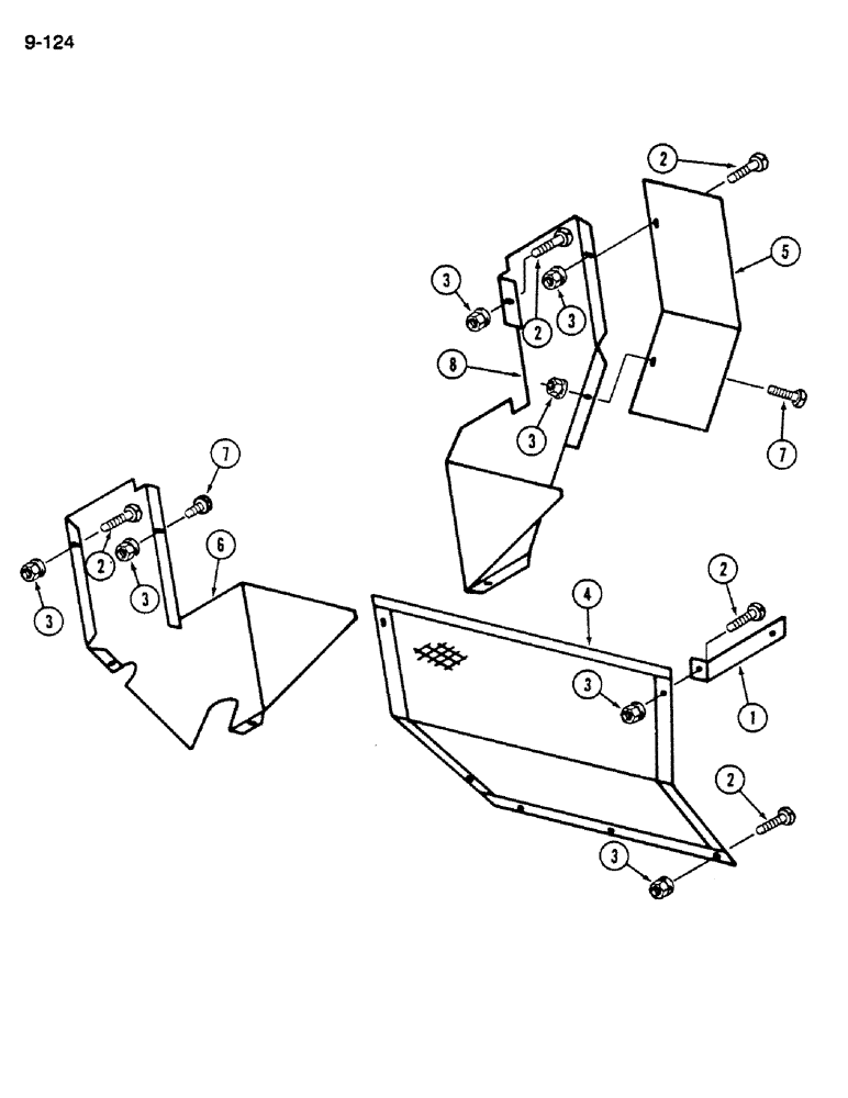 Схема запчастей Case IH 1620 - (9-124) - CLEANING FAN AIR INLET SHIELDS (15) - BEATER & CLEANING FANS