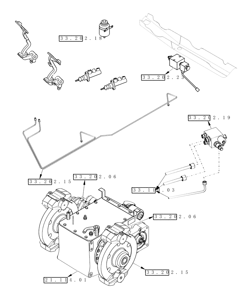 Схема запчастей Case IH 8120 - (00.000.33) - PICTORIAL INDEX - BRAKES & CONTROLS (00) - GENERAL & PICTORIAL INDEX