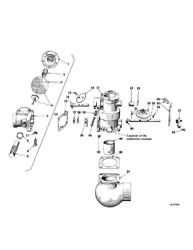 Схема запчастей Case IH SUPER M - (047) - CARBURETED ENGINE, CARBURETOR, 1-1/4 INCHES, ENSIGN MODEL X-9, LIQUIFIED PETROLEUM GAS (01) - ENGINE