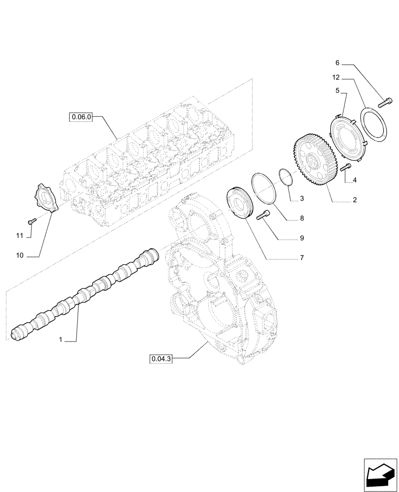 Схема запчастей Case IH A8800 - (0.12.5) - CAMSHAFT (504129406) (10) - ENGINE