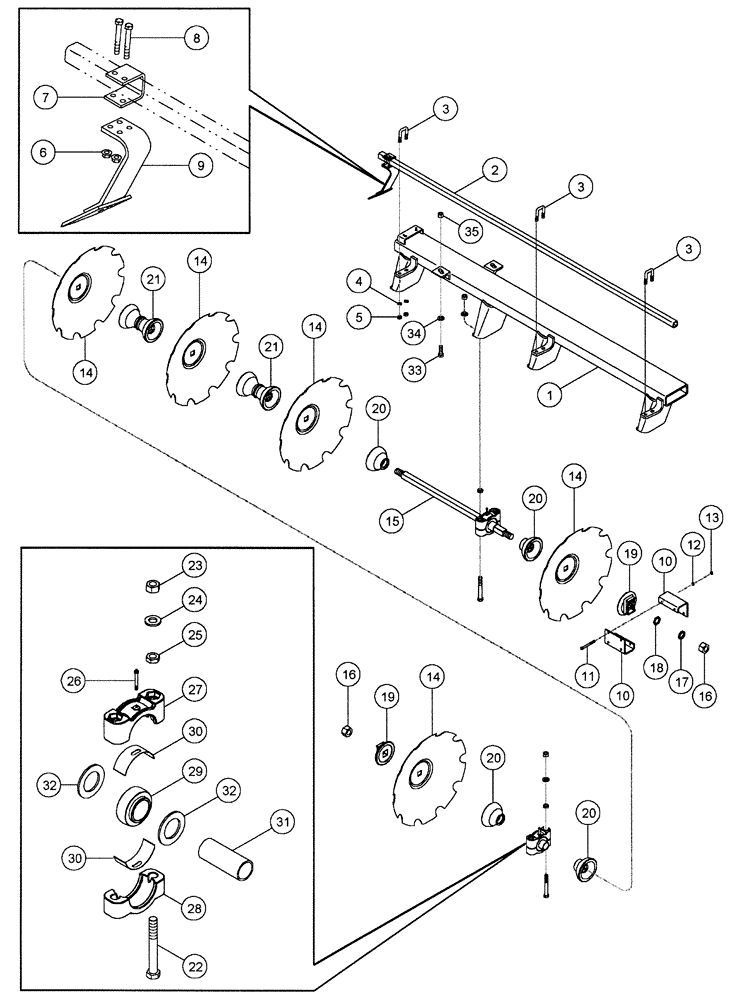 Схема запчастей Case IH RMX790 - (75.200.05) - PLOWING NON FOLDING FRONT MAIN DISK GANG PARTS (09) - CHASSIS/ATTACHMENTS