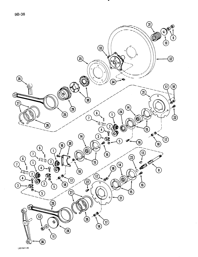 Схема запчастей Case IH 1620 - (9B-38) - SHAKER SHAFT AND AUGER DRIVE (14) - ROTOR, CONCANVES & SIEVE