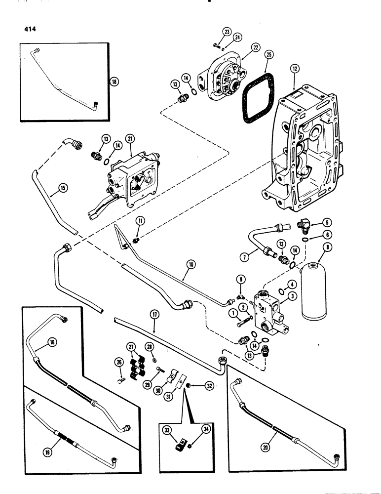 Схема запчастей Case IH 1070 - (0414) - HYDRAULIC SYSTEM, POWER SHIFT (08) - HYDRAULICS