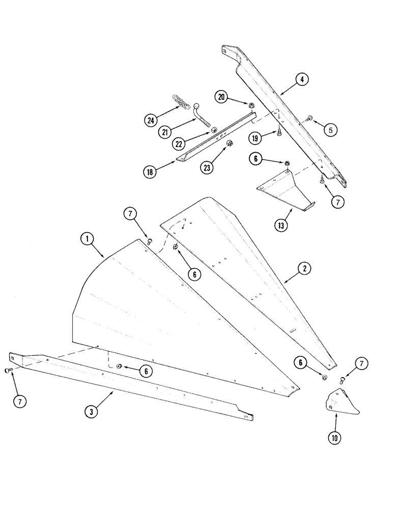 Схема запчастей Case IH 1044 - (09-38) - INNER DIVIDER SHIELDS (09) - CHASSIS