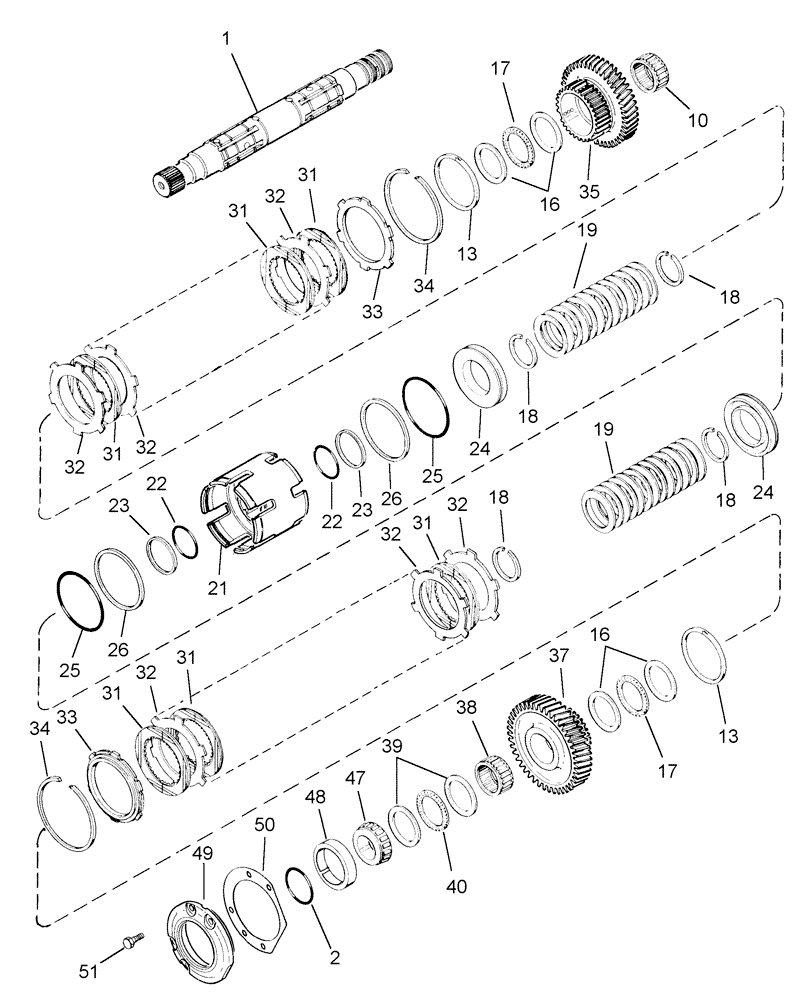 Схема запчастей Case IH MX210 - (06-16) - SPEED TRANSMISSION - OUTPUT SHAFT REAR CLUTCH, TRANSMISSION BSN AJB0361241 (06) - POWER TRAIN