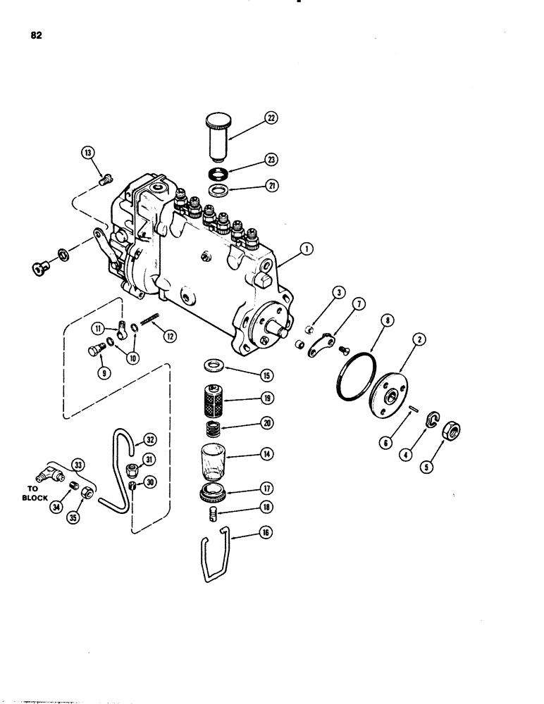 Схема запчастей Case IH 1070 - (0082) - FUEL INJECTION PUMP, 451B DIESEL ENGINE, WITH LUBE LINE ON ENGINE SIDE OF PUMP (03) - FUEL SYSTEM