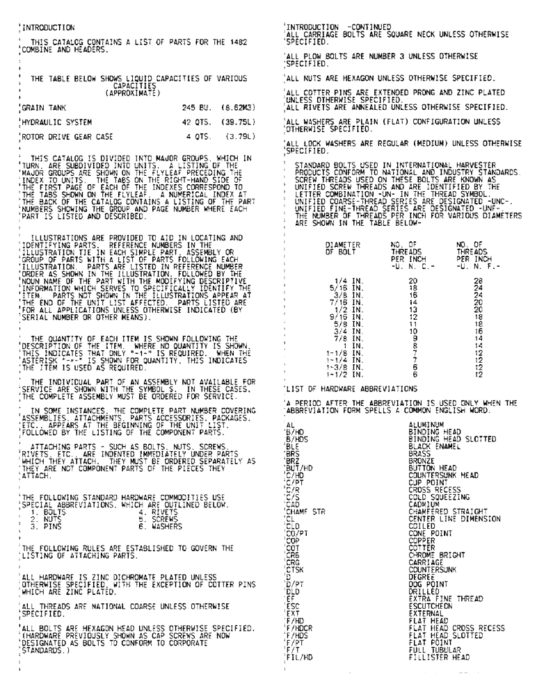 Схема запчастей Case IH 1482 - (00-04) - INTRODUCTION, FLUID CAPACITIES (00) - GENERAL