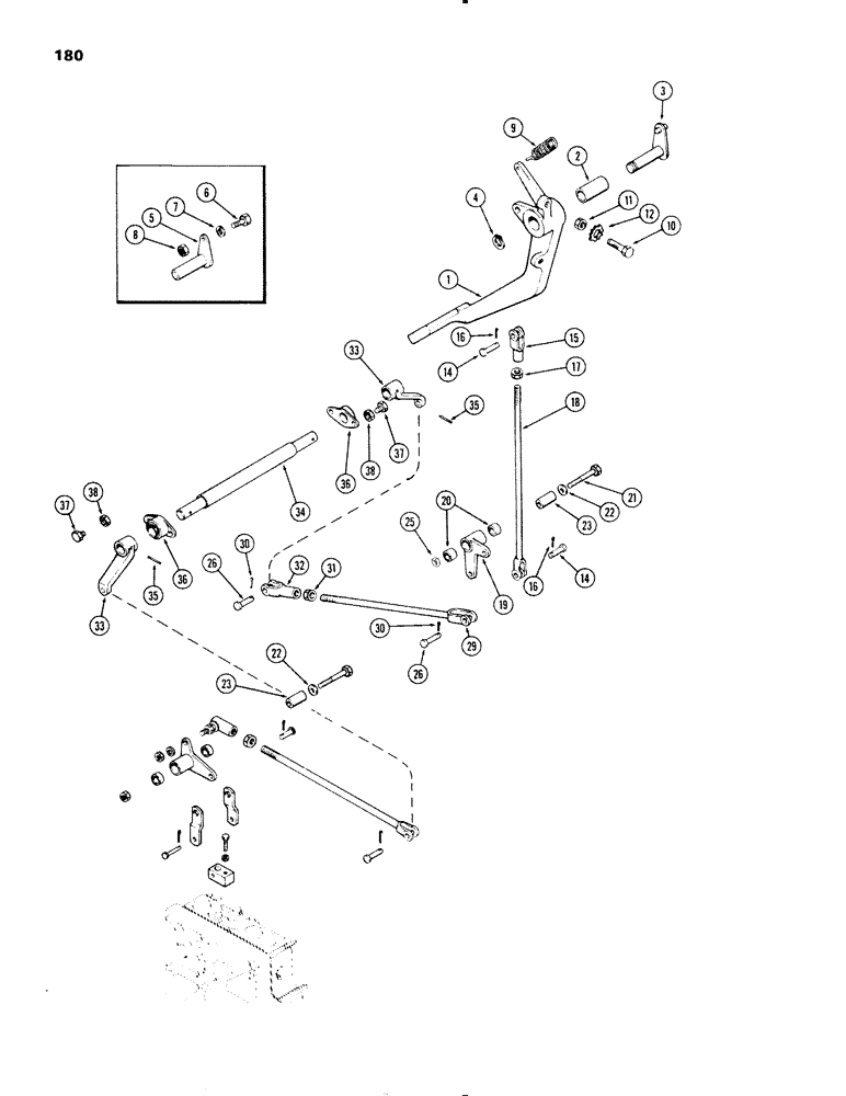 Схема запчастей Case IH 1270 - (180) - FOOT CLUTCH LINKAGE (06) - POWER TRAIN