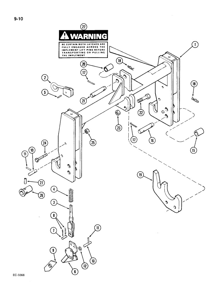 Схема запчастей Case IH 1896 - (9-010) - QUICK HITCH COUPLER,CATEGORY II, WITH STRAIGHT FRAME (09) - CHASSIS/ATTACHMENTS