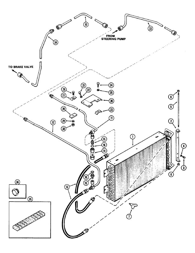 Схема запчастей Case IH 2590 - (5-154) - OIL COOLER, P.I.N. 8835520 AND AFTER (05) - STEERING